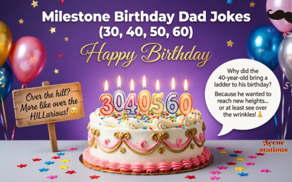 Milestone Birthday Dad Jokes (30, 40, 50, 60)