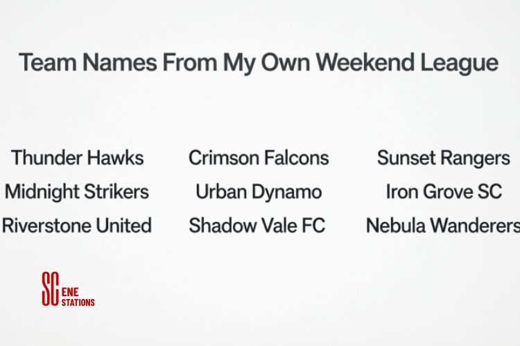 Team Names From My Own Weekend League