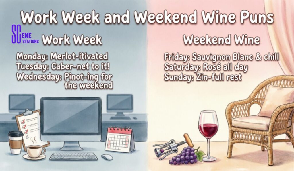 Work Week and Weekend Wine Puns
